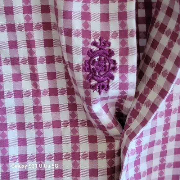 Robert Graham Mens Shirt Purple/White Check Flip Cuff Casino Vegas XL 17/44 - Picture 11 of 11